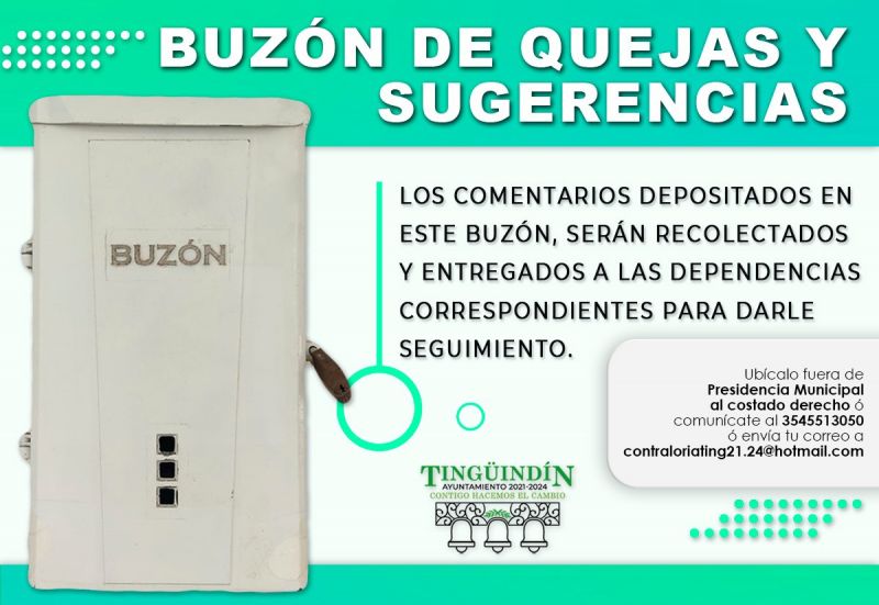 Buzón de quejas y sugerencias H. Ayuntamiento de Tingüindín